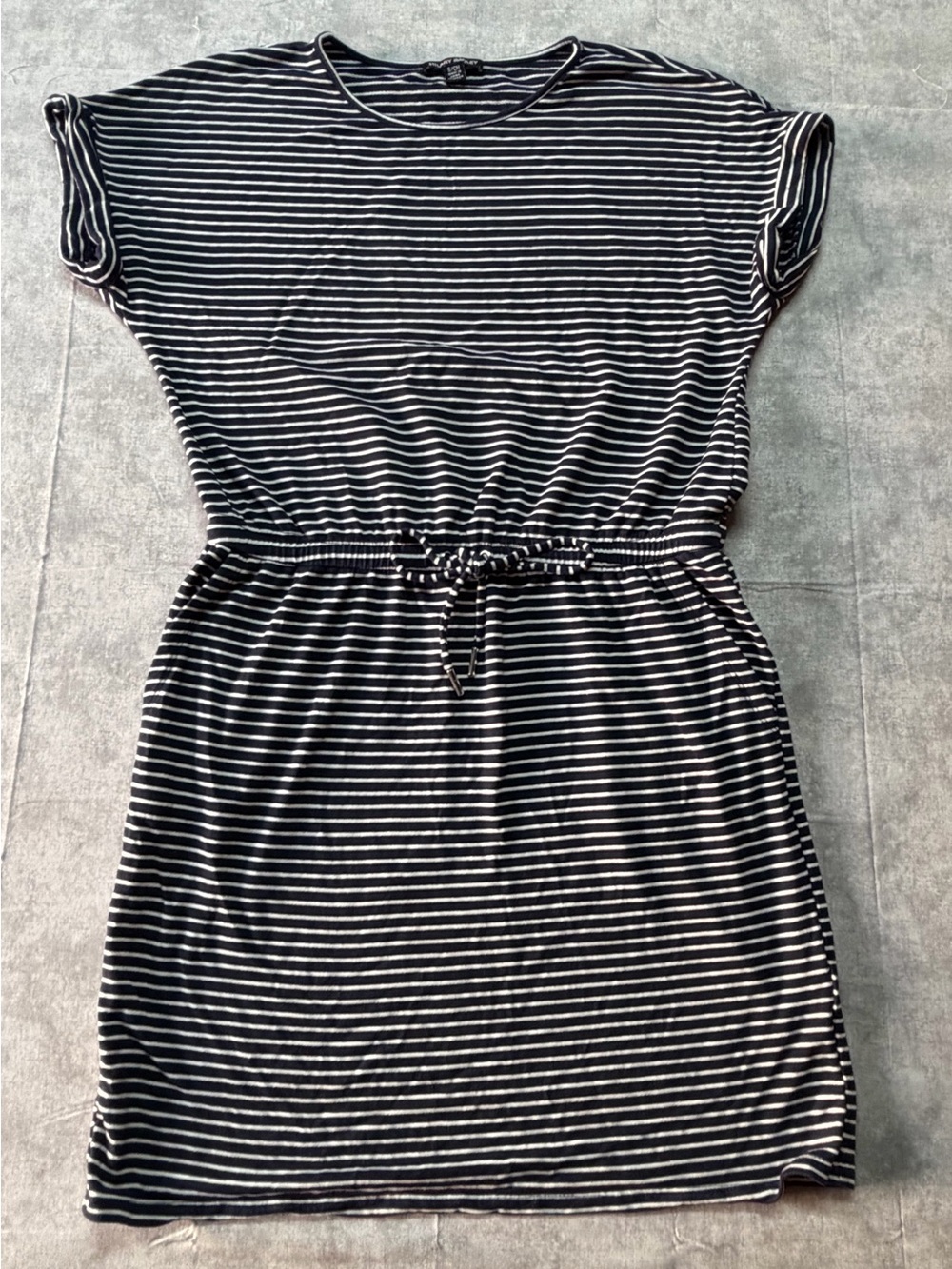 Hilary Radley Blue & White Striped Drawstring Mini Dress